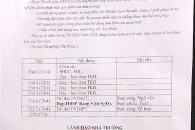 Lịch kế hoạch tuần 31