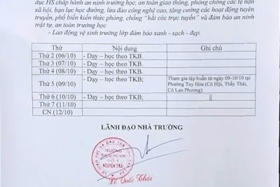Lịch công tác tuần 5