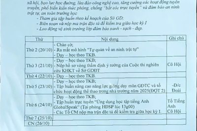 Lịch công tác tuần 7