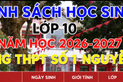 Danh sách lớp 10, Năm học 2026-2027